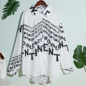 Lovely Trendy Letter Print White Shirt
