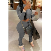 Lovely Casual Basic Skinny Grey Two Piece Pants Se
