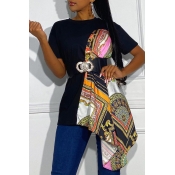 Lovely Stylish Patchwork Black T-shirt