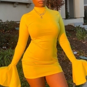 Lovely Trendy Tassel Design Yellow Mini Dress