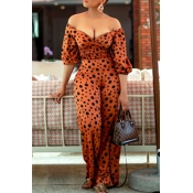 Lovely Sexy Dot Print Croci One-piece Jumpsuit