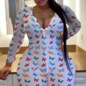 LW Plus Size Butterfly Print Stretchy Jumpsuit