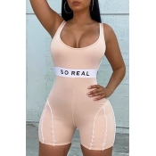 Lovely Stylish Letter Apricot One-piece Romper