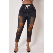 Lovely Leisure Lace-up Blue Jeans