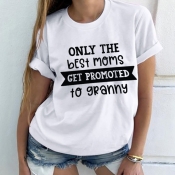 Lovely Plus Size Casual Letter White T-shirt