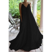 Lovely Casual Loose Black Maxi Plus Size Dress