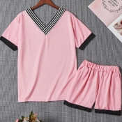 Lovely Leisure Patchwork Pink Sleepwear