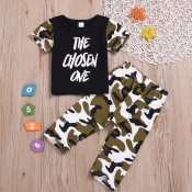 Lovely Casual Letter Print Black Boy Two-piece Pan