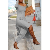 Lovely Trendy Asymmetrical Grey Ankle Length Dress