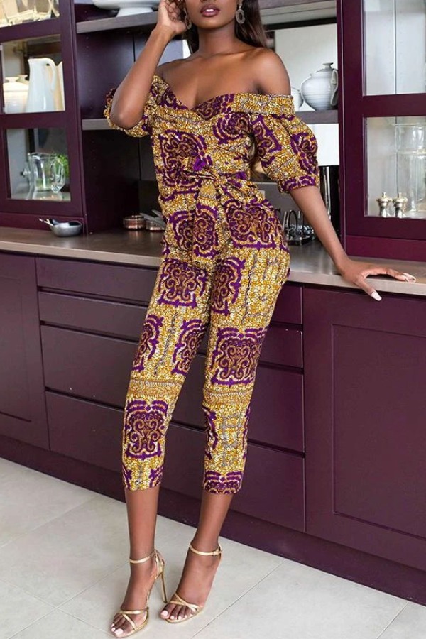 

Lovely Leisure Print Yellow One-piece Jumpsuit