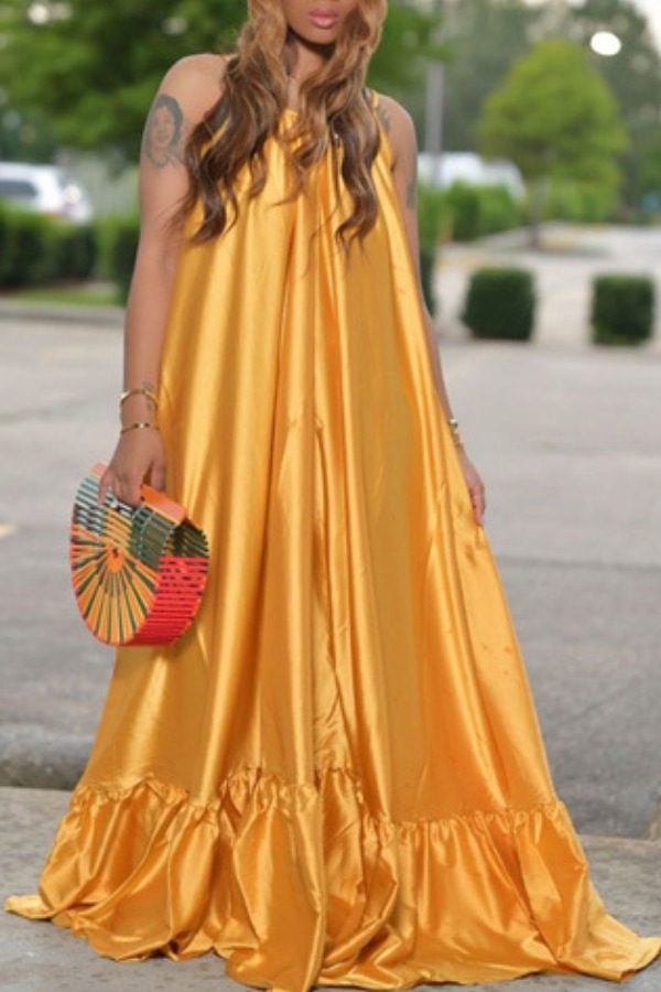

Lovely Trendy Loose Yellow Maxi Dress