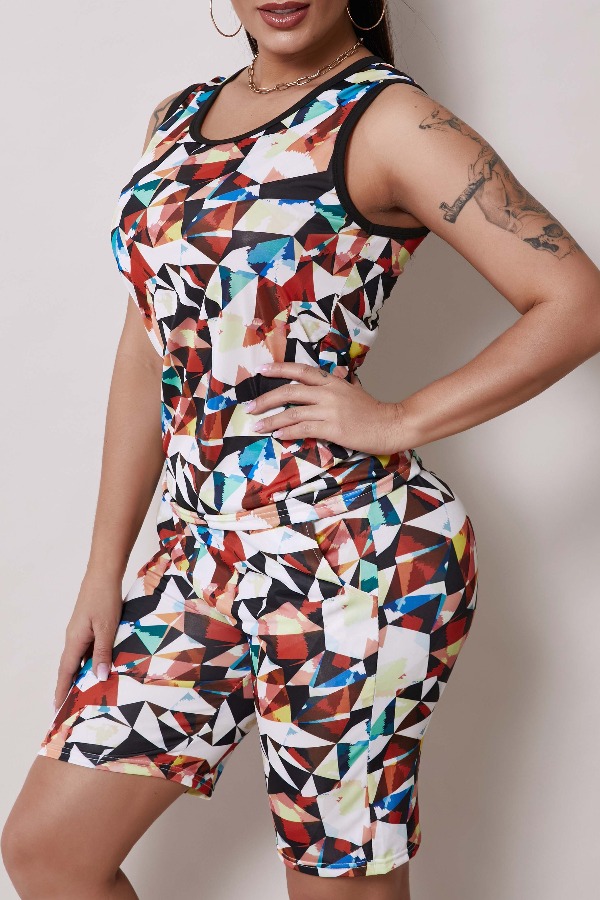 

Lovely Sportswear Print Multicolor Two-piece Shorts Set, Multi