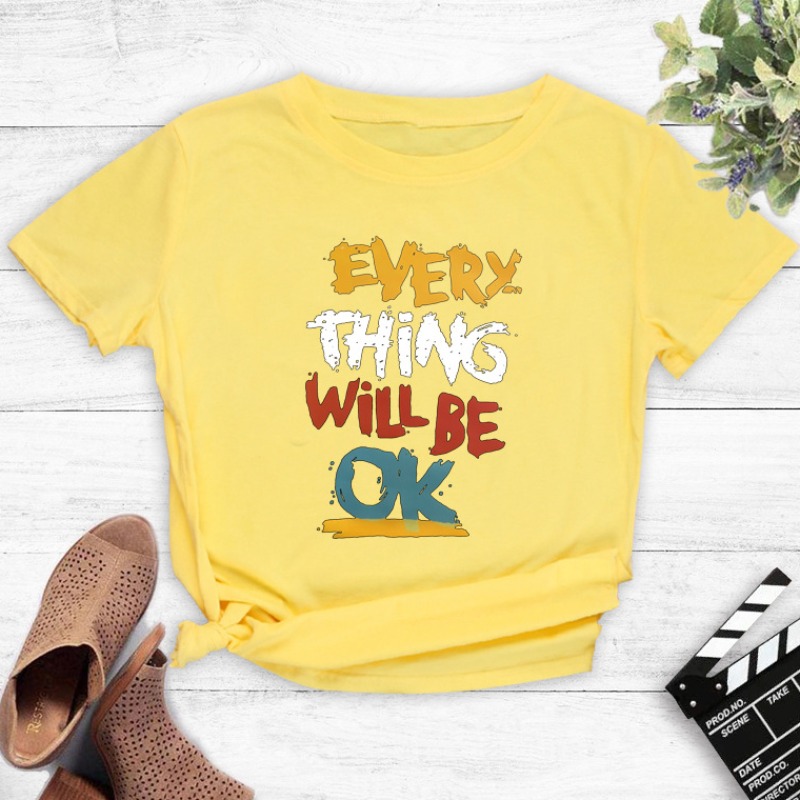 

Lovely Leisure O Neck Letter Print Yellow T-shirt