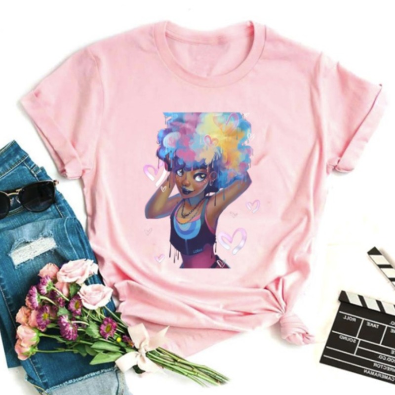 

Lovely Leisure O Neck Cartoon Print Pink T-shirt