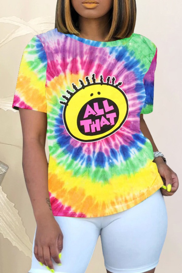 

Lovely Street O Neck Cartoon Print Yellow T-shirt