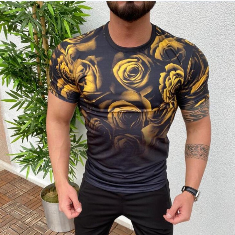 

Lovely Casual Floral Print Yellow T-shirt