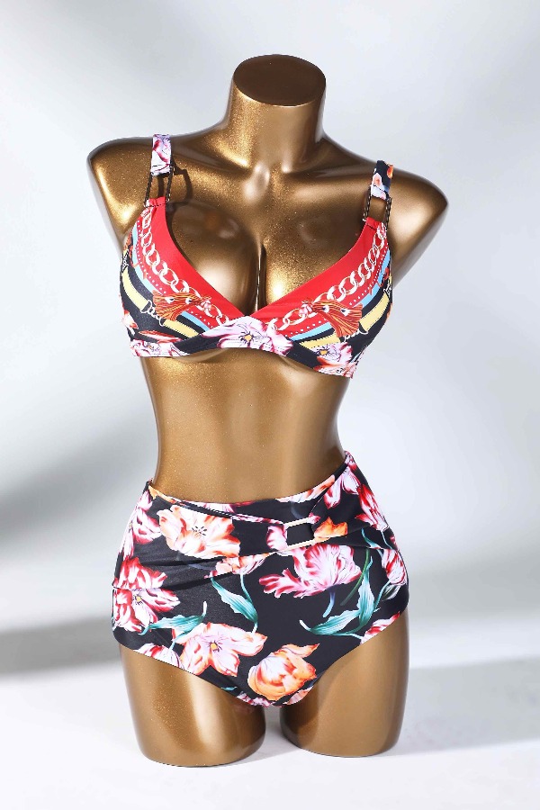 

Lovely Print Multicolor Two-piece Swimsuit, Multi