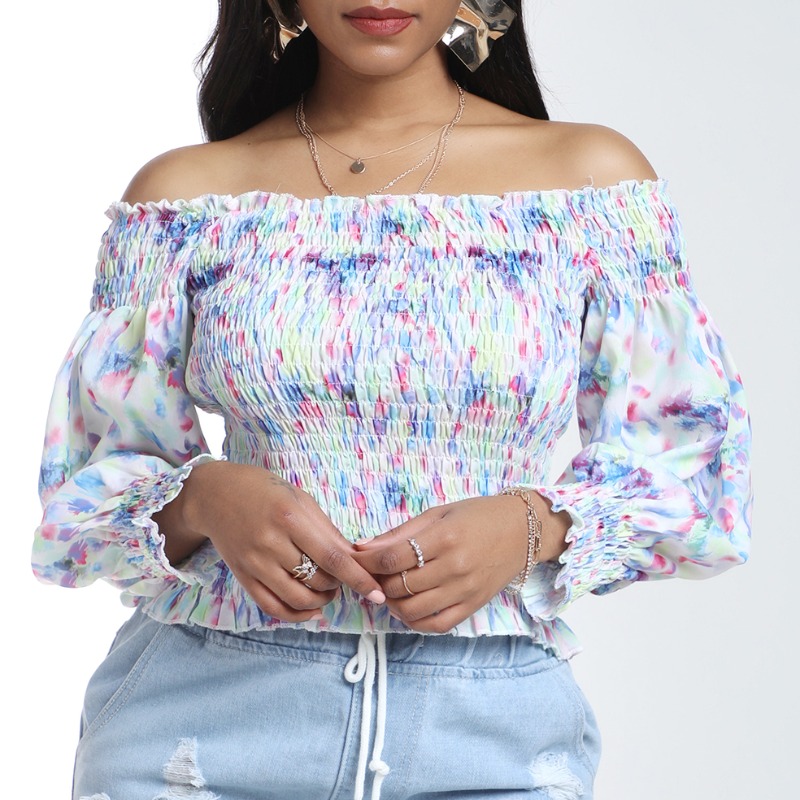 

Lovely Sweet Floral Print Multicolor Blouse, Multi
