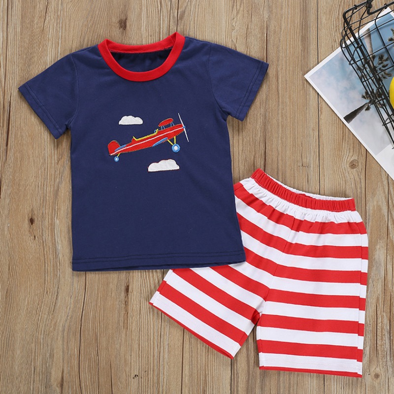 

Lovely Leisure Striped Blue Boy Two-piece Shorts Set