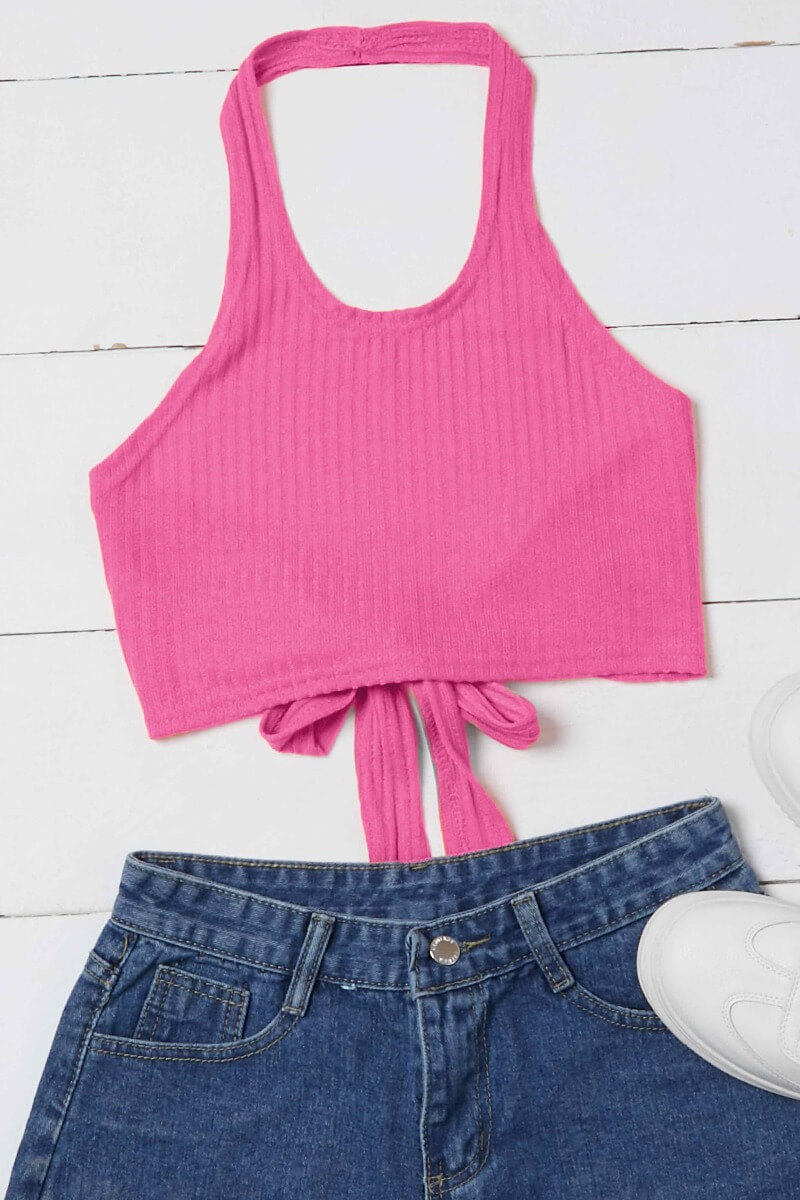 

Lovely Casual Lace-up Pink Camisole