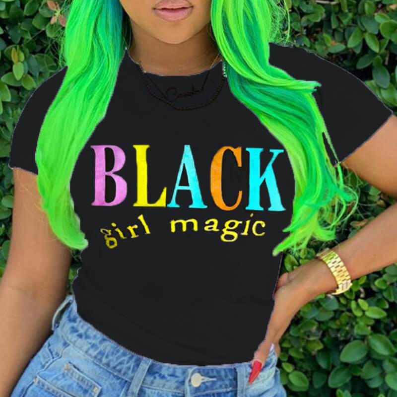 

LW Girl Magic Letter Print T-shirt, Multi