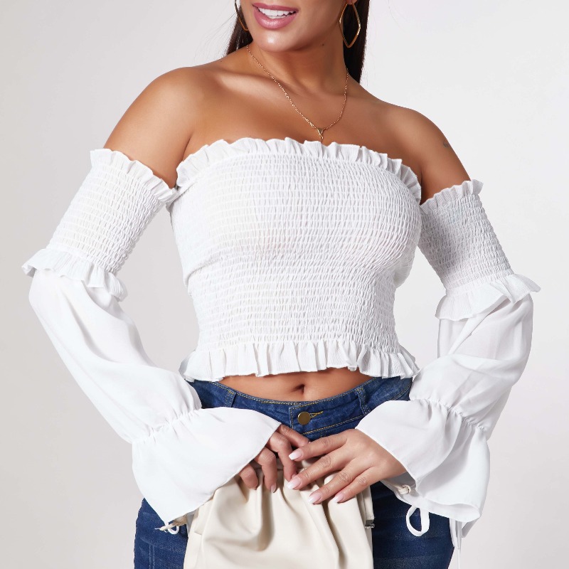 

Lovely Stylish Dew Shoulder Fold Design White Blouse
