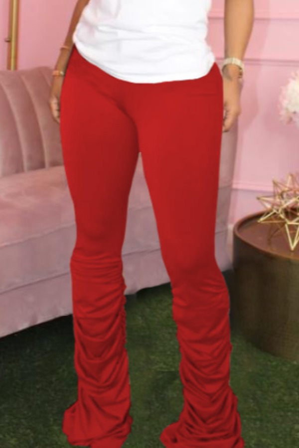 

Lovely Trendy Fold Design Red Pants