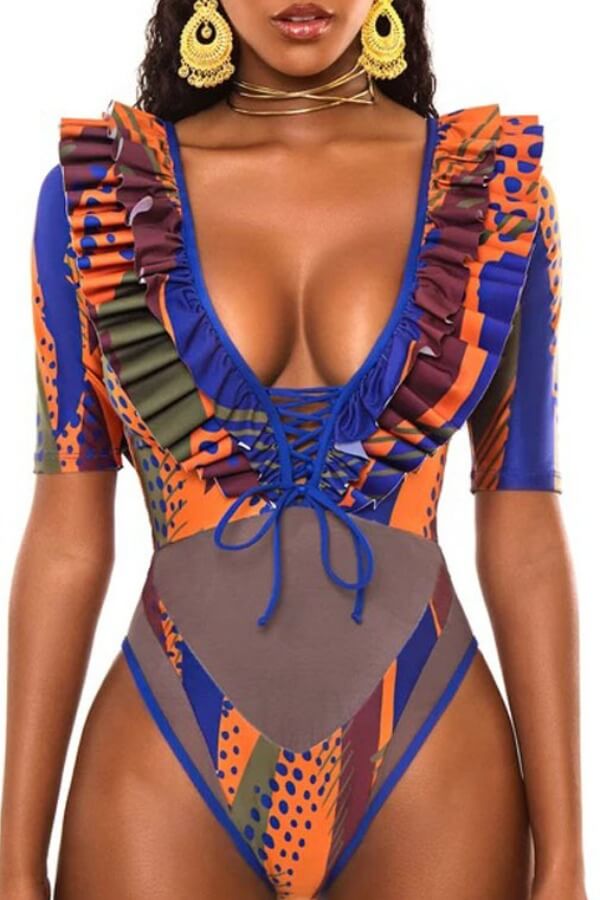 

Lovely Print Multicolor Two-piece Swimsuit, Multi