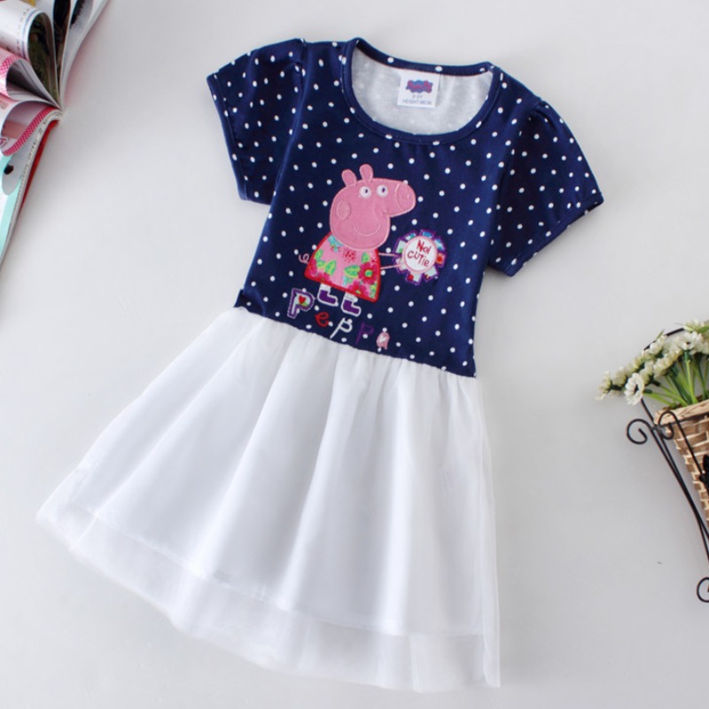 

Lovely Stylish Patchwork Dark Blue Girl Mid Calf Dress