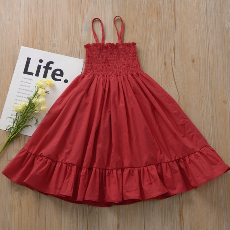 

Lovely Sweet Flounce Design Red Girl Ankle Length Dress