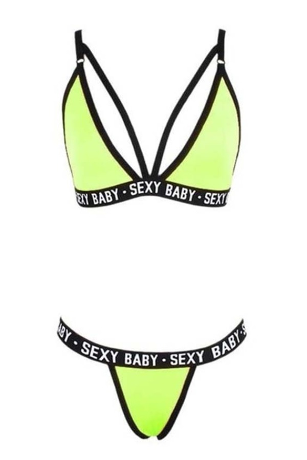 

Lovely Sportswear Letter Green Bra Sets