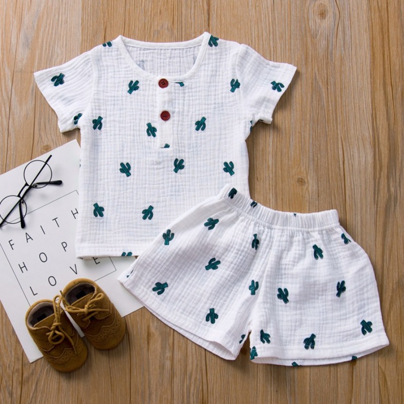 Lovely Casual Print White Boy Two-piece Shorts Set