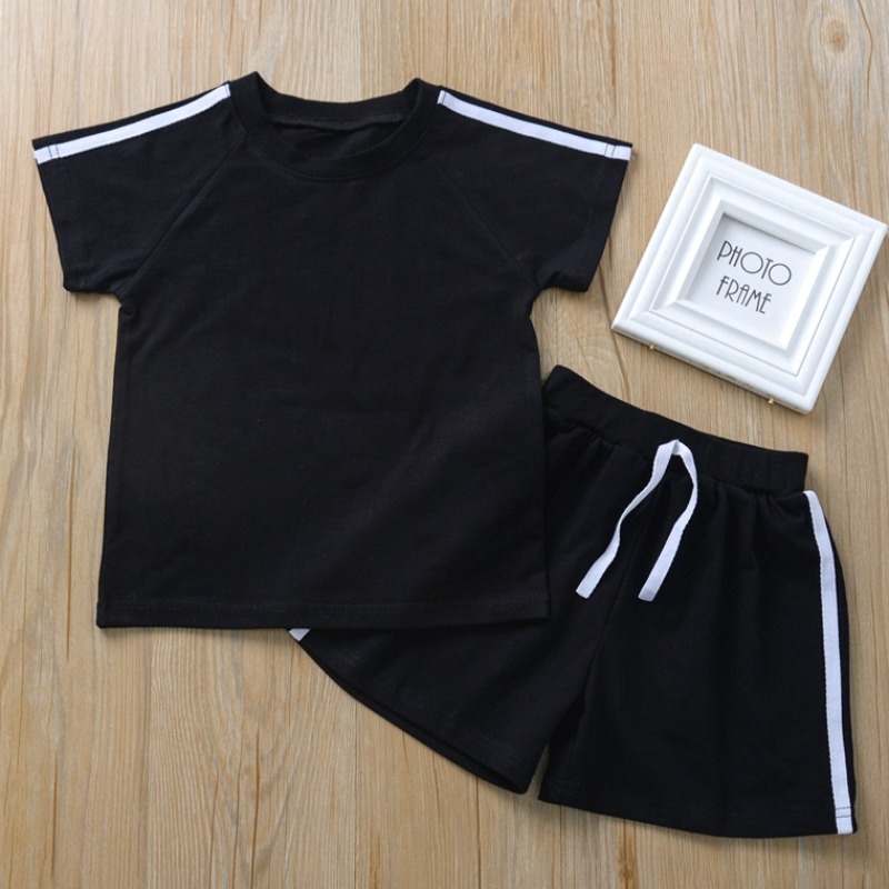 

Lovely Casual Patchwork Black Boy Two-piece Shorts Set