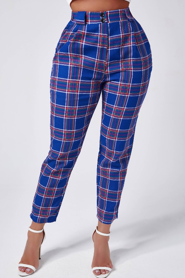 

Lovely Leisure Grid Blue Pants