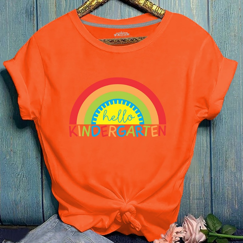 

Lovely Casual O Neck Print Orange T-shirt