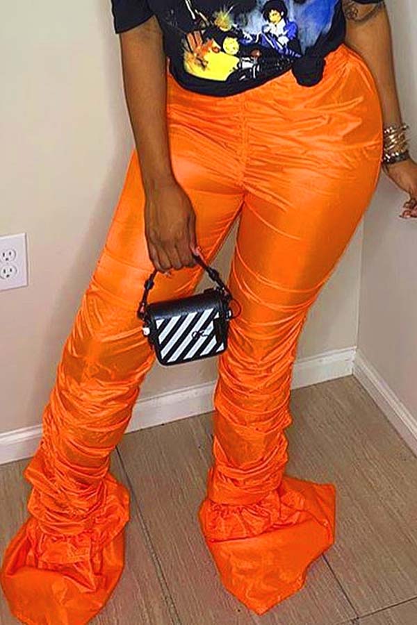 

Lovely Trendy Fold Design Orange Pants
