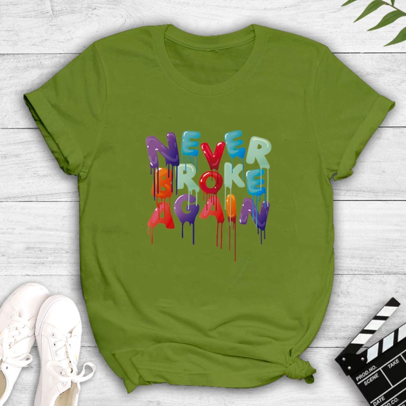 

Lovely Leisure O Neck Letter Print Green T-shirt