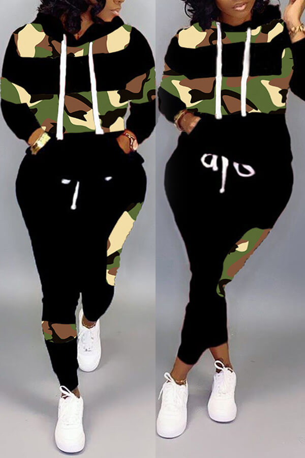 

LW Plus Size Sportswear Camo Print Two-piece Pants Set