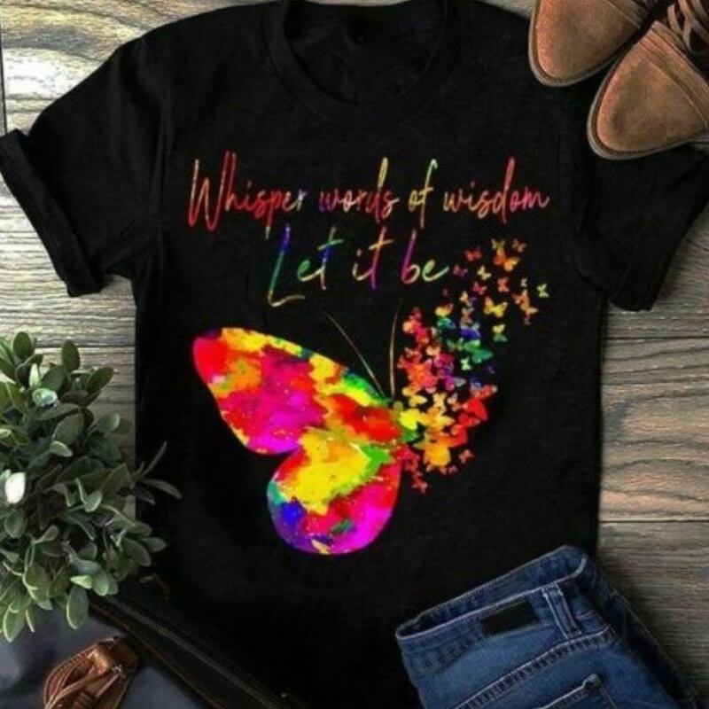 

Lovely Plus Size Casual Butterfly Print Black T-shirt