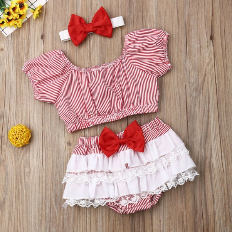 

Lovely Casual Striped Red Girl Two-piece Shorts Set