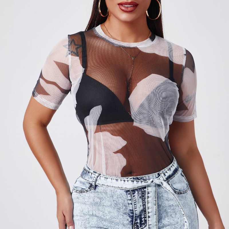 

Lovely Stylish See-through Black Bodysuit