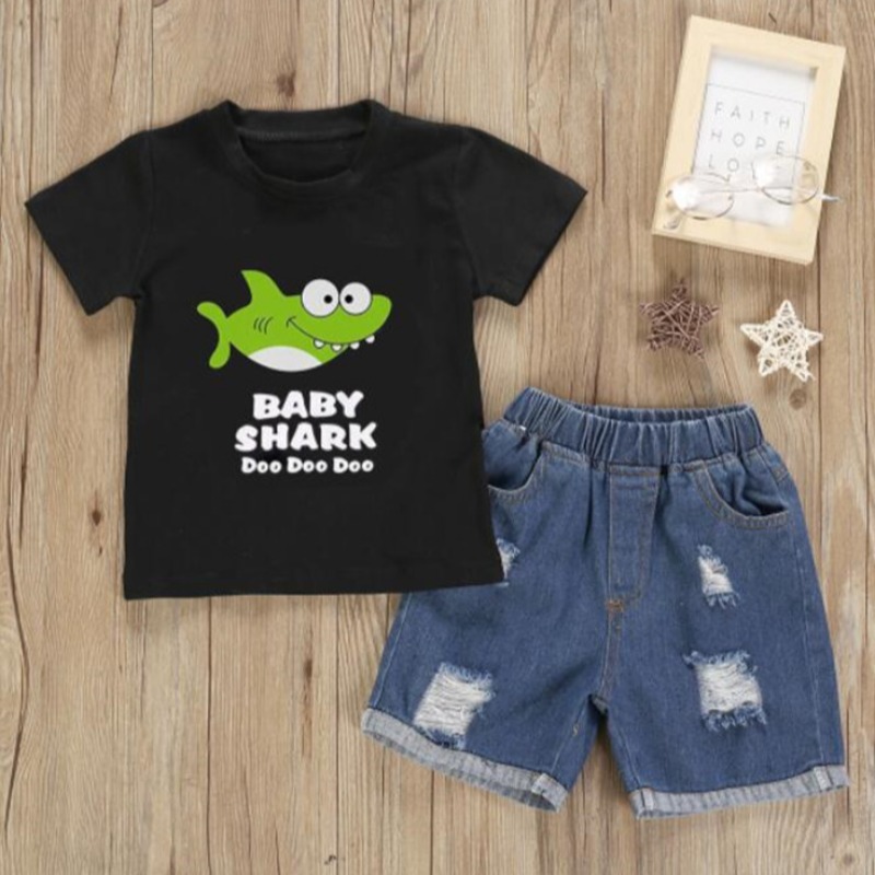 

Lovely Casual Print Black Boy Two-piece Shorts Set