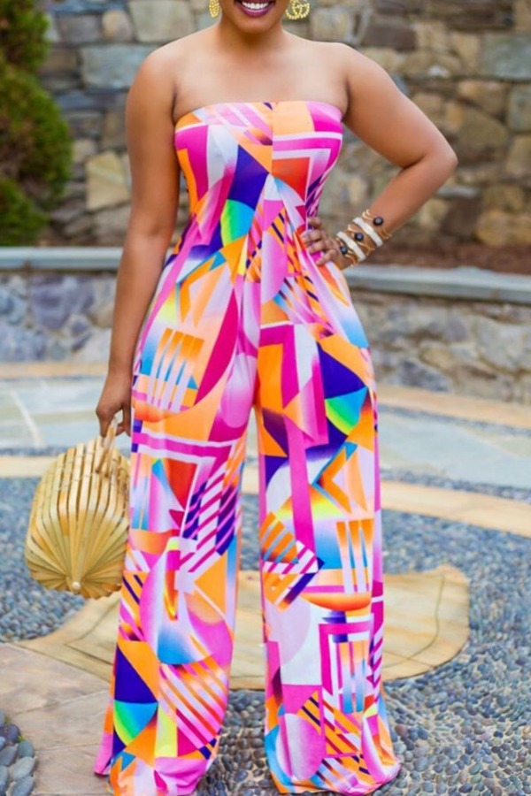 

Lovely Bohemian Print Pink One-piece Jumpsuit