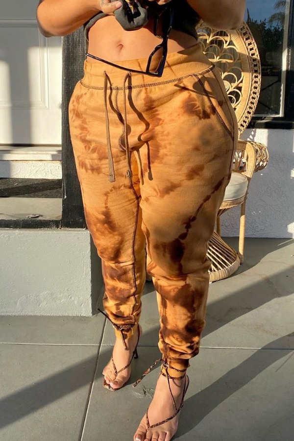 

Lovely Stylish Tie-dye Brown Pants