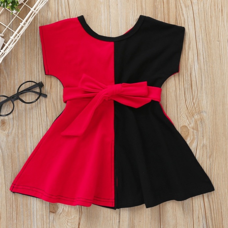 

Lovely Casual Patchwork Black Girl Knee Length Dress