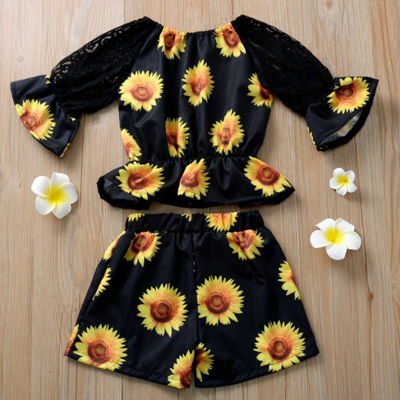 

Lovely Casual Print Black Girl Two-piece Shorts Set