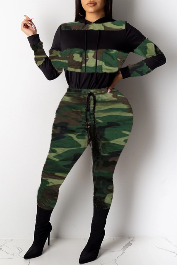 

Lovely Stylish Camo Print Plus Size Two-piece Pants Set
