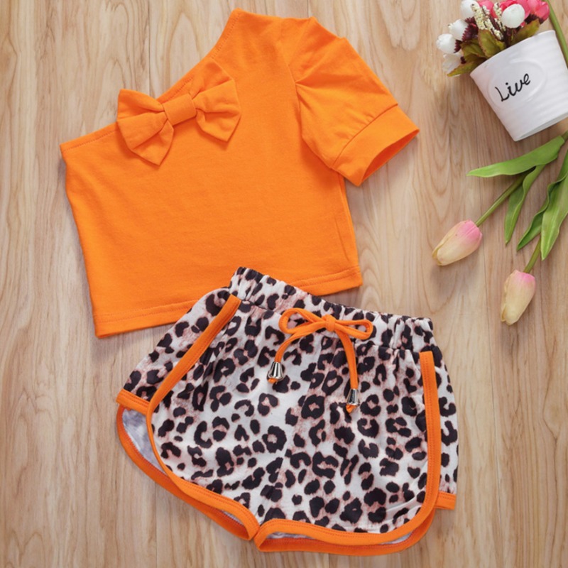 

Lovely Stylish One Shoulder Print Orange Girl Two-piece Skirt Se