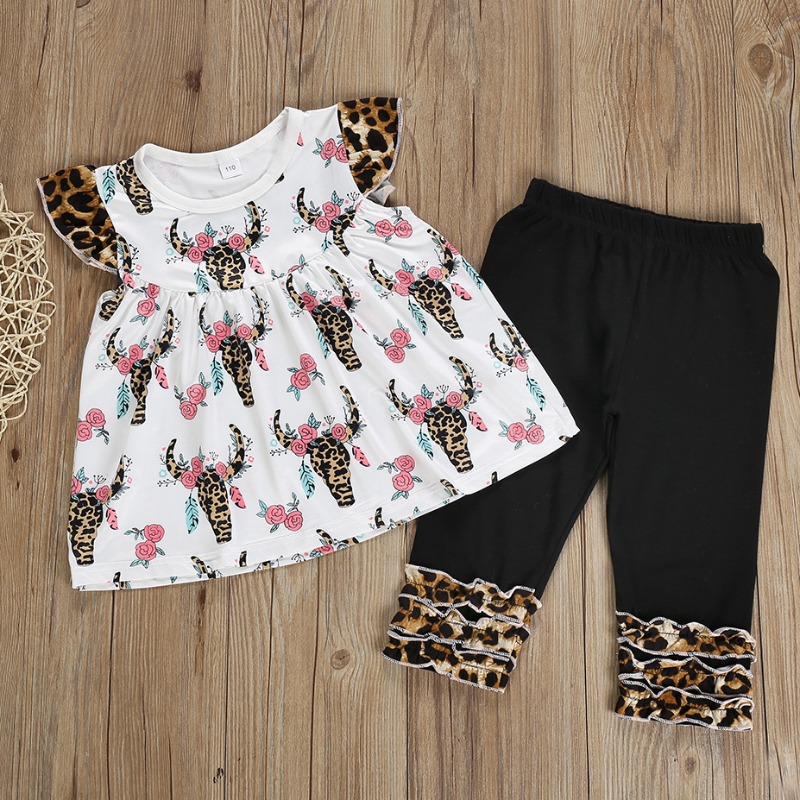 

Lovely Stylish Print White Girl Two-piece Pants Set