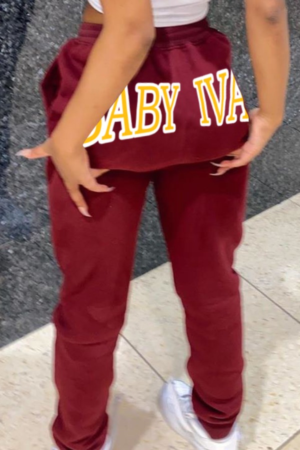 

lovely Sportswear Letter Purplish Red Pants